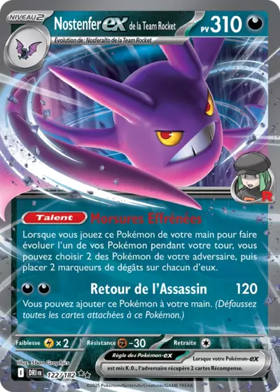 Nostenfer EX de la Team Rocket 122/182 de l’extension Rivalités Destinées, à découvrir chez Manga Cash à Ans en région liégeoise.
