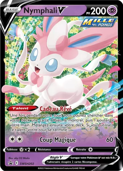 Nymphali V SWSH202 Promo des cartes Black Star Épée et Bouclier, mise en avant par Manga Cash à Ans en région liégeoise.