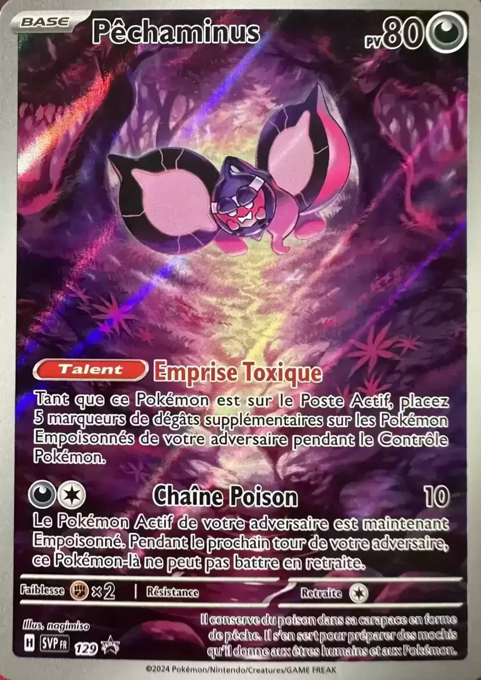 Pêchaminus 129 Promo des cartes Écarlate et Violet, proposée par Manga Cash à Ans, province de Liège.