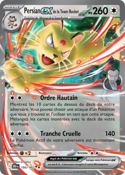 Persian EX de la Team Rocket 150/182 de l’extension Rivalités Destinées, proposée par Manga Cash à Ans en région liégeoise.