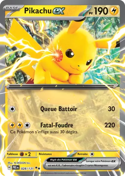 Pikachu EX 028/131 issu de l’extension Évolutions Prismatiques, visible chez Manga Cash à Ans en région liégeoise.
