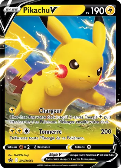 Carte Pikachu V SWSH061 – Cartes Promo Black Star Épée et Bouclier, trouvable a Ans pres de Liege chez Manga Cash.