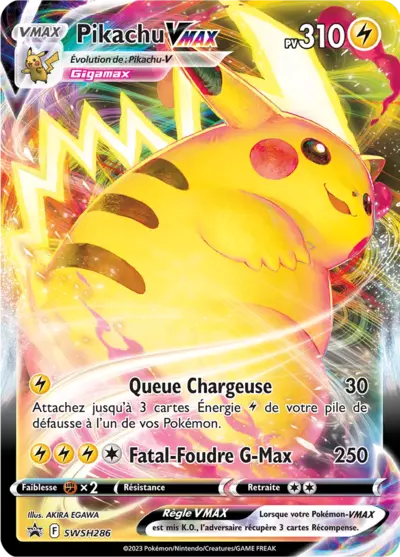 Pikachu VMAX SWSH286 Promo des cartes Black Star Épée et Bouclier, référencée chez Manga Cash à Ans en région liégeoise.