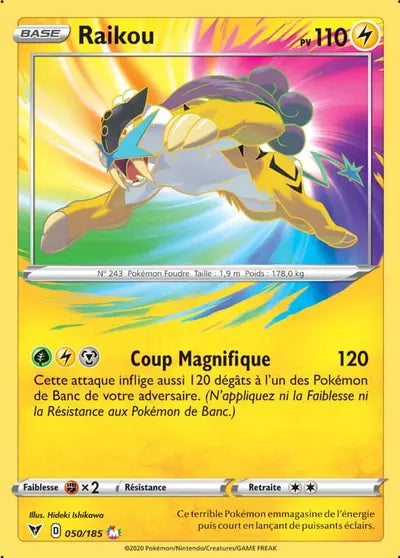 Raikou 050/185 Pokémon de Voltage Éclatant, visible dans la boutique Manga Cash à Ans (Liège).