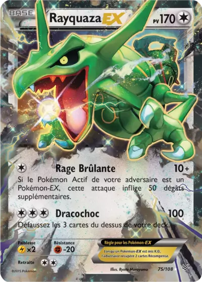 Carte Pokémon Rayquaza-EX 75/108 XY Ciel Rugissant en français