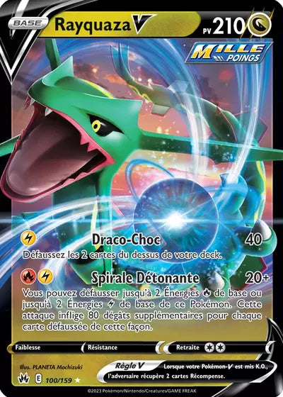 Rayquaza V 100/159 issu de l’extension Zénith Suprême, présentée chez Manga Cash à Ans, près de Liège.