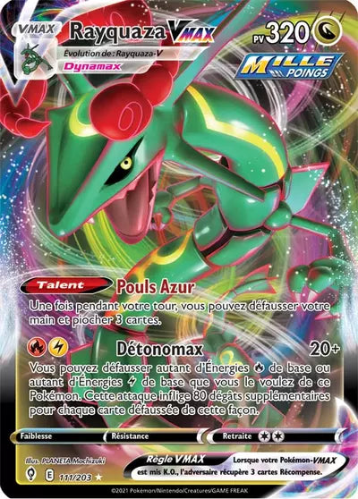 Rayquaza VMAX 111/203 – Évolution Céleste, image produit – Manga Cash Ans (Liège).