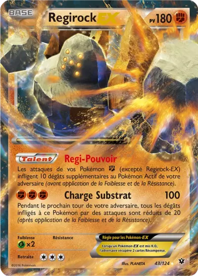 Carte Pokémon Regirock-EX 43/124 XY Impact des Destins en français