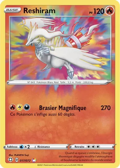 Reshiram 017/072 issue de Destinées Radieuses, proposée par Manga Cash à Ans (Liège).
