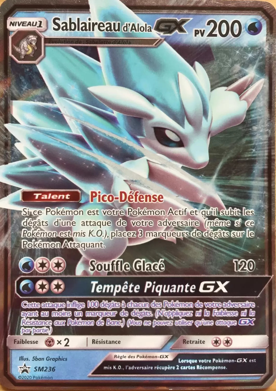 Sablaireau d'Alola GX SM236 Promo des cartes Black Star Soleil et Lune, référencée chez Manga Cash à Ans, province de Liège.