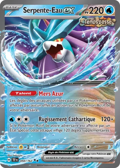 Serpente-Eau EX 050/162 provenant de l’extension Forces Temporelles, visible chez Manga Cash à Ans en région liégeoise.