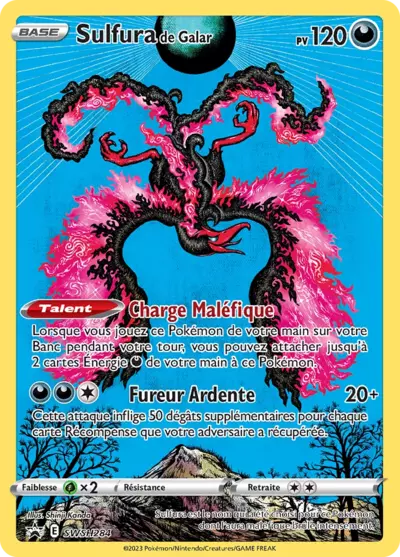 Sulfura de Galar 284 - Cartes Promo Black Star Épée et Bouclier. Visuel produit Manga Cash Ans (Liège), carte officielle Pokémon.
