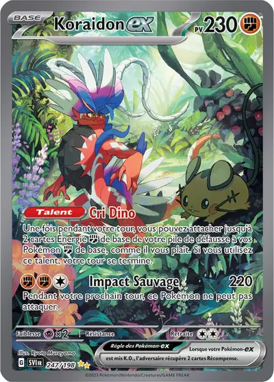 Koraidon EX 247/198 - Écarlate et Violet. Carte officielle présentée par Manga Cash à Ans - Liège.
