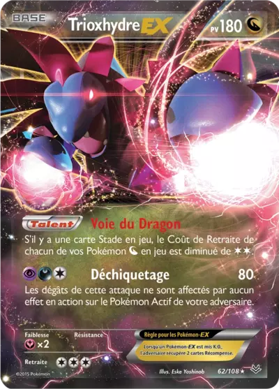 Carte Pokémon Trioxhydre-EX 62/108 XY Ciel Rugissant en français