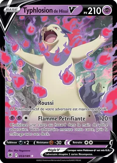 Typhlosion de Hisui V 053/189 issu de l’extension Astres Radieux, visible chez Manga Cash à Ans en province de Liège.