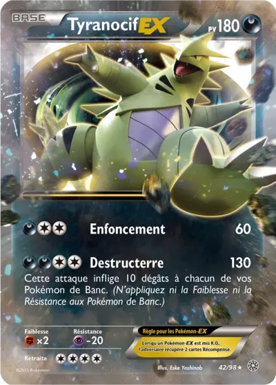 Carte Pokémon Tyranocif-EX 42/98 XY Origines Antiques en français
