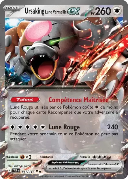 Ursaking Lune Vermeille EX 141/167 de l’extension Mascarade Crépusculaire, proposée par Manga Cash à Ans, près de Liège.