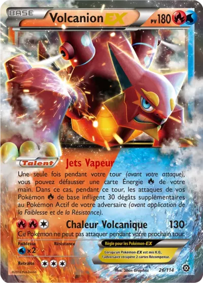 Carte Pokémon Volcanion-EX 26/114 XY Offensive Vapeur en français
