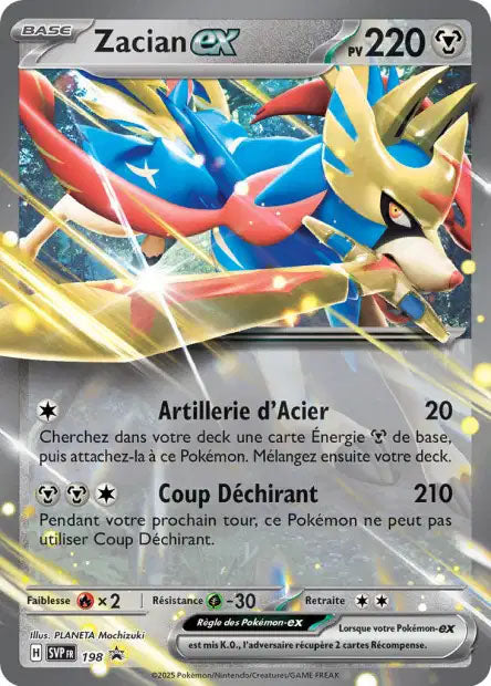 Zacian ex SVP198 Promo des cartes Écarlate et Violet, à découvrir chez Manga Cash à Ans, province de Liège.